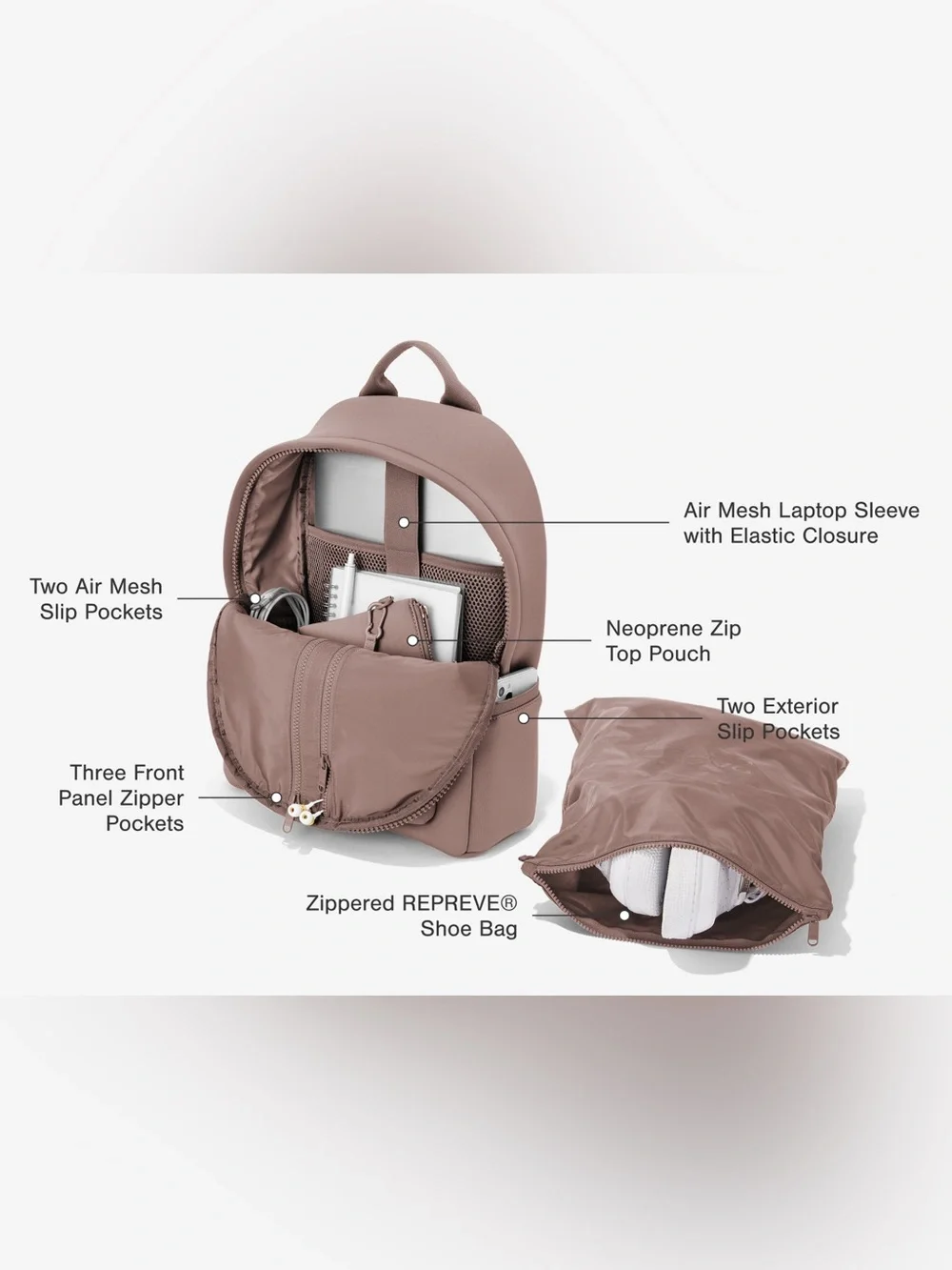 NWOT Dagne‎ Dover Dakota Medium Backpack Heather Gray Neoprene Laptop Travel Bag